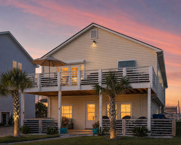 Barefoot Beach Club exterior at sunset